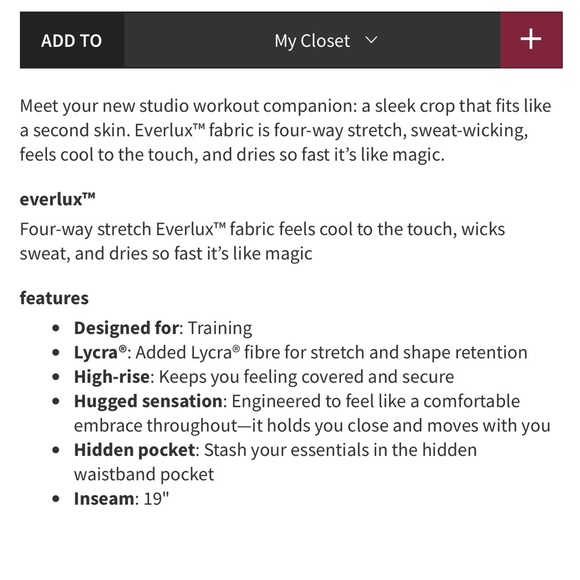 EUC In Movement Crop *Everlux 19” * Smoked Mulberry* - Picture 5 of 6